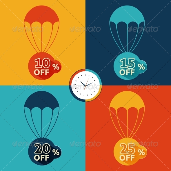 GraphicRiver Discount Parachute Set 8078295 GraphicRiver Discount Parachute Set 8078295