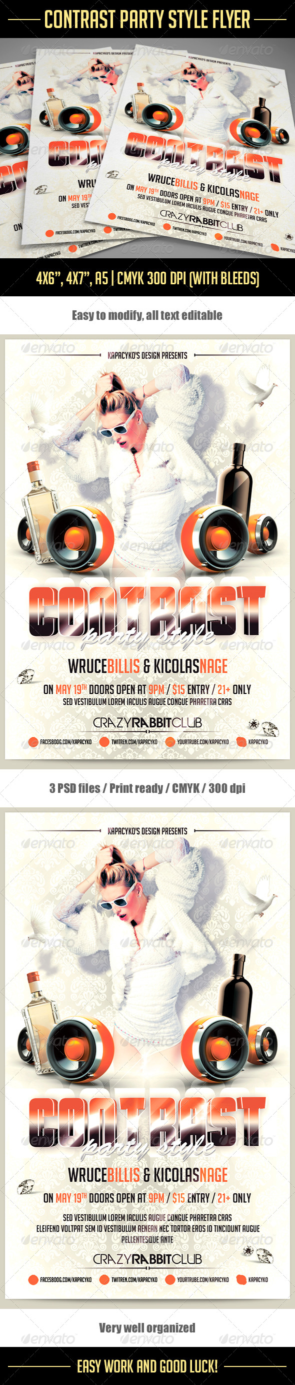 Contrast Party Style Flyer - Clubs & Parties Events