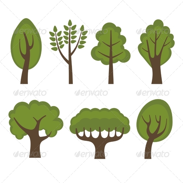 GraphicRiver Set of Different Green Trees Cartoon Style 8085187 GraphicRiver Set of Different Green Trees Cartoon Style 8085187
