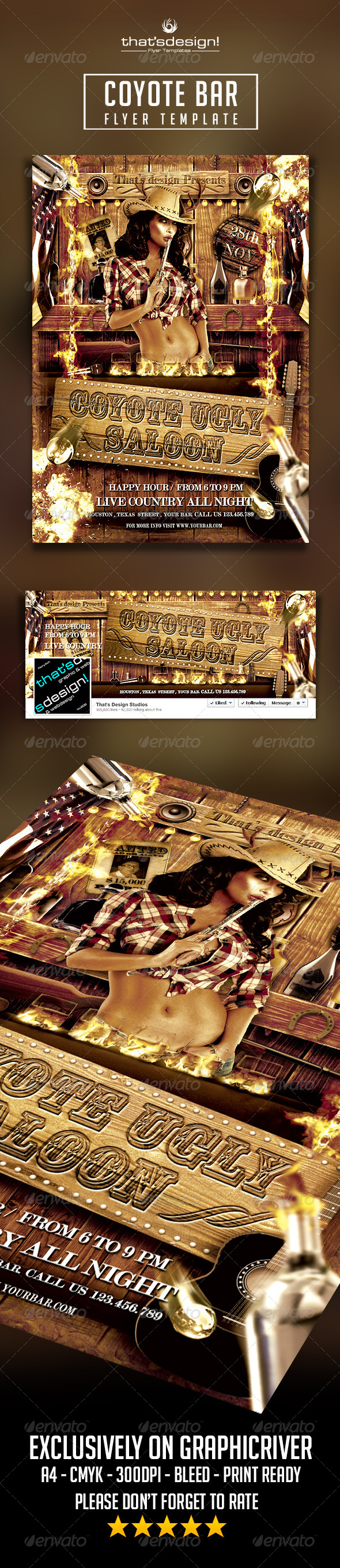 Coyote Bar Flyer Template - Clubs & Parties Events