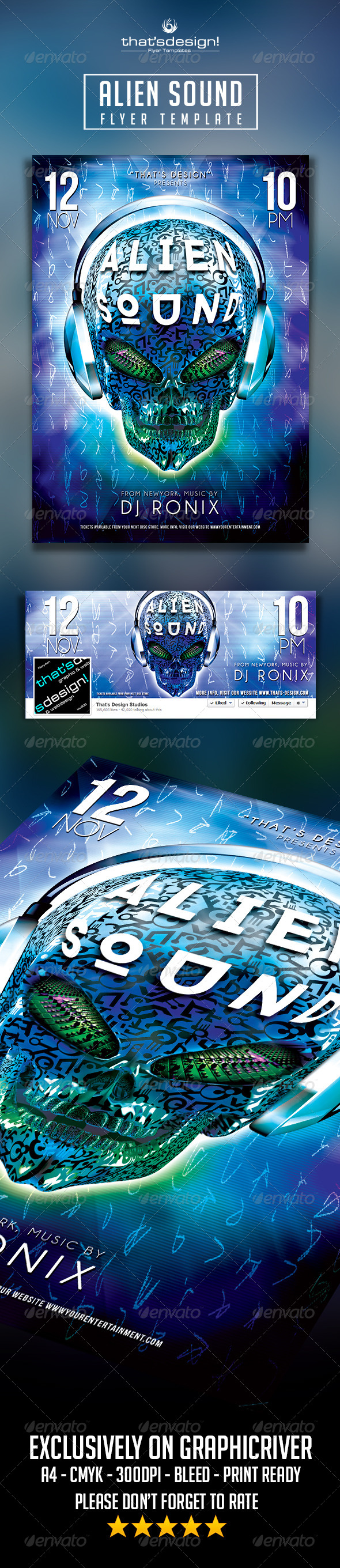 Alien Sound Flyer Template - Clubs & Parties Events