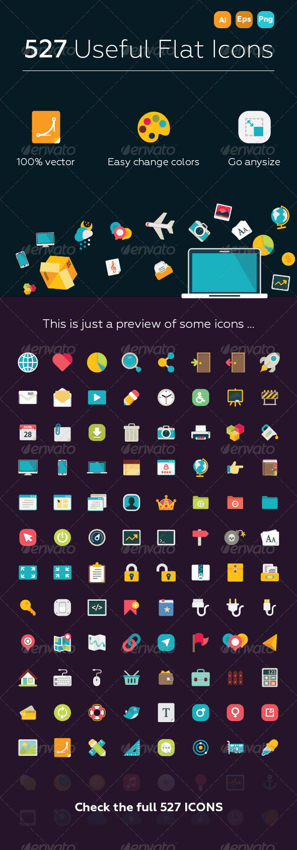 GraphicRiver 527 Useful Flat Icons 8085464 GraphicRiver 527 Useful Flat Icons 8085464