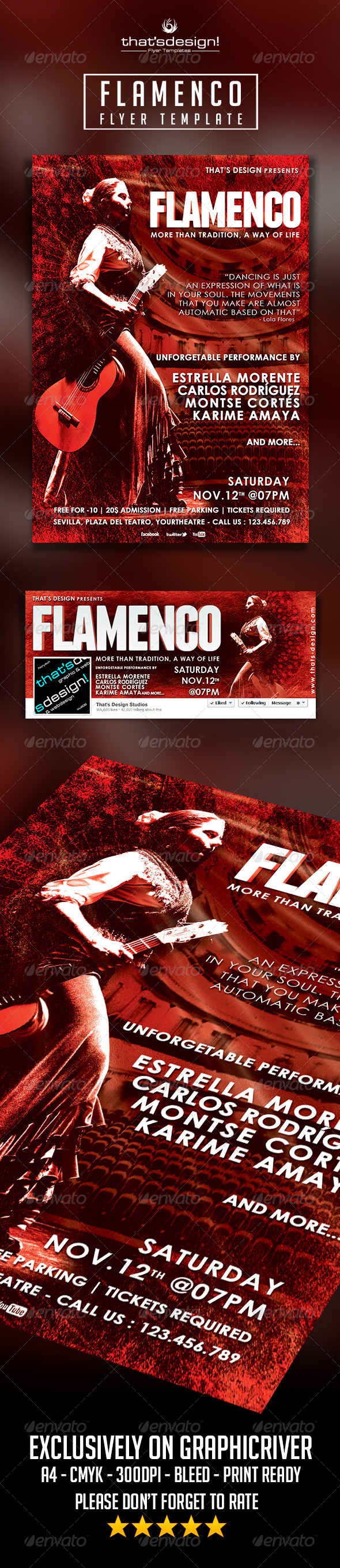 Flamenco Flyer Template - Concerts Events