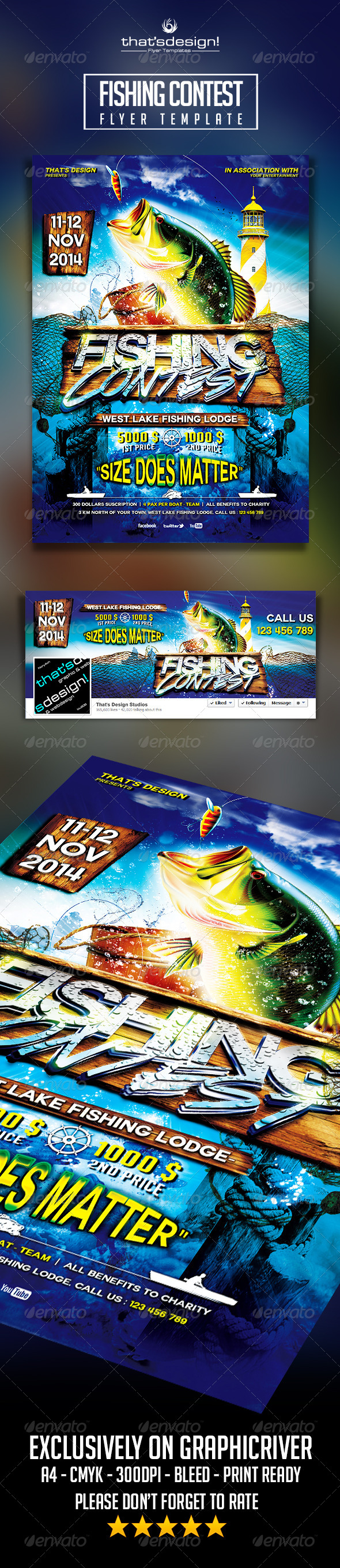 Fishing Contest Flyer Template - Events Flyers