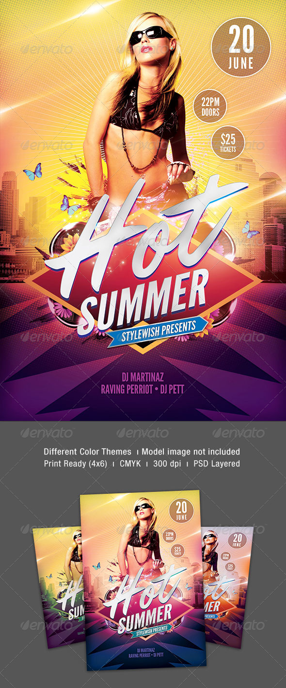Hot Summer Flyer - Clubs & Parties Events