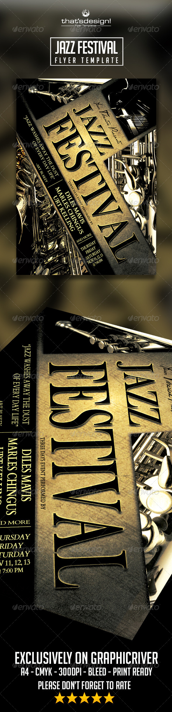 Jazz Festival Flyer Template - Concerts Events