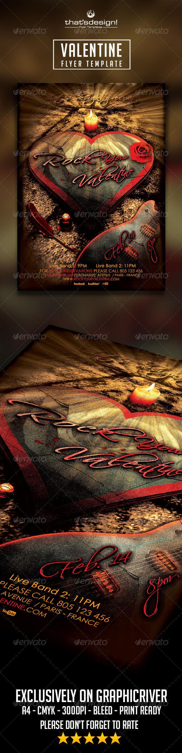 Rock Your Valentine Flyer Template - Concerts Events