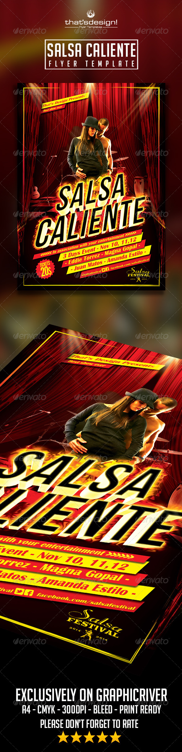 Salsa Caliente Flyer Template - Miscellaneous Events
