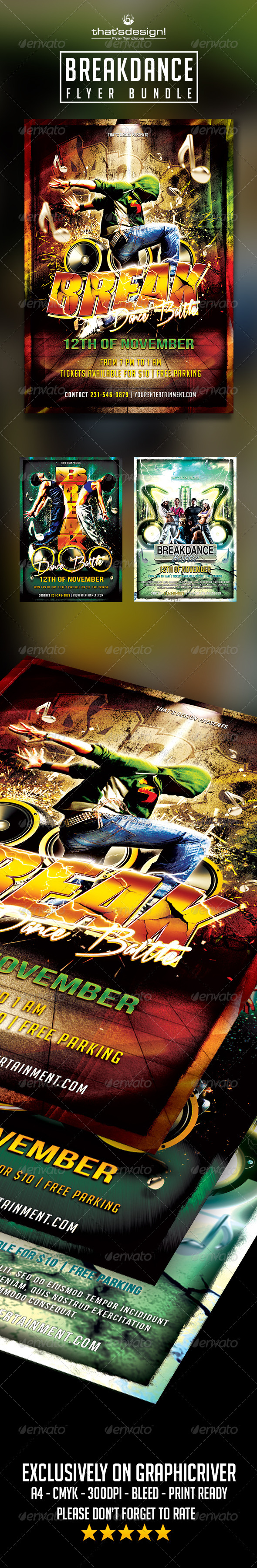 Break Dance Battle Flyer Bundle - Sports Events