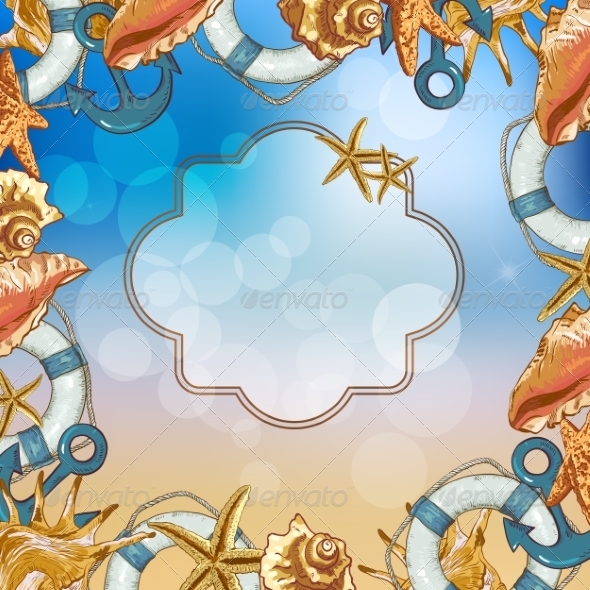 GraphicRiver Summer Card with Sea Shells Anchor Lifeline 8088923 GraphicRiver Summer Card with Sea Shells Anchor Lifeline 8088923
