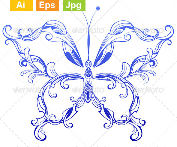 Blue Patterned Butterfly Blue Patterned Butterfly