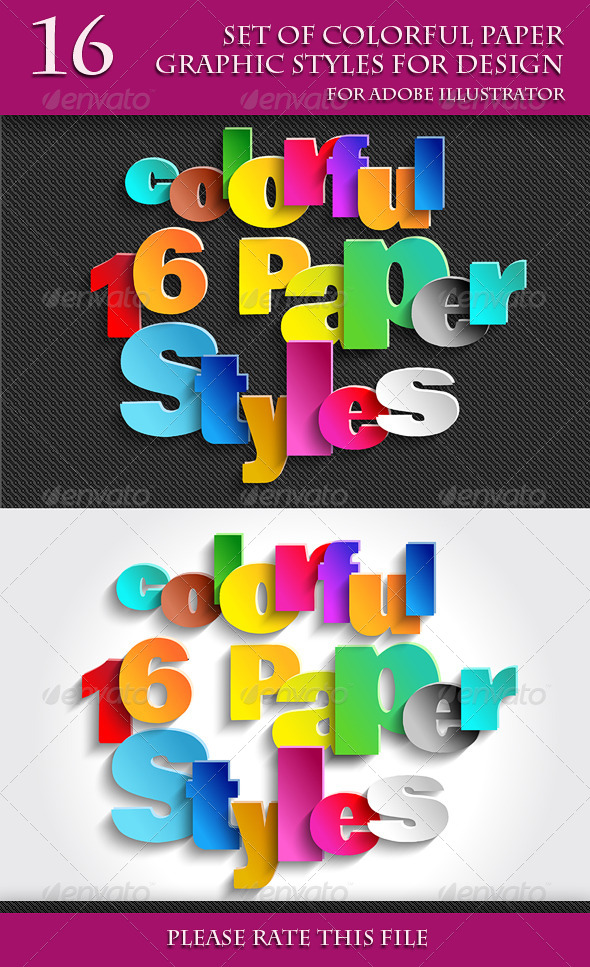 GraphicRiver Set of Colorful Paper Graphic Styles for Design 8092123 GraphicRiver Set of Colorful Paper Graphic Styles for Design 8092123