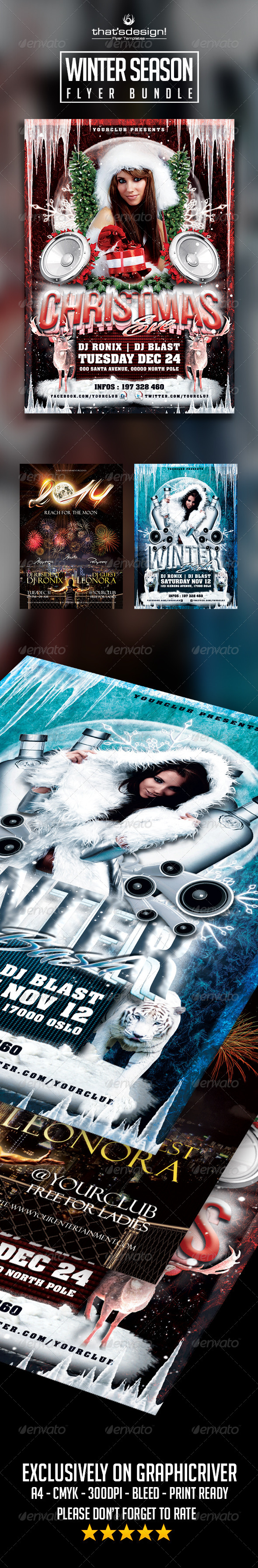 Winter / Christmas / New Year Flyer Bundle - Clubs & Parties Events