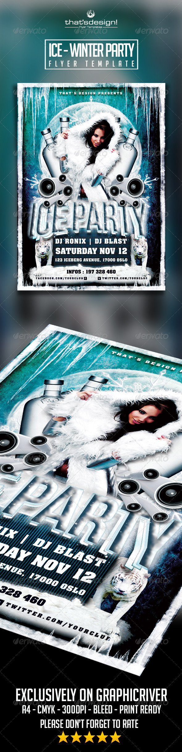 Ice Party Flyer Template - Clubs & Parties Events