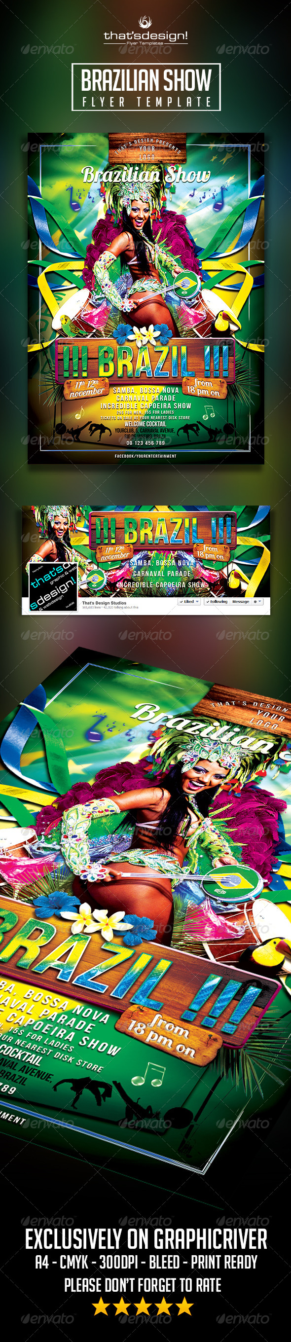 Brazilian Show Flyer Template - Clubs & Parties Events