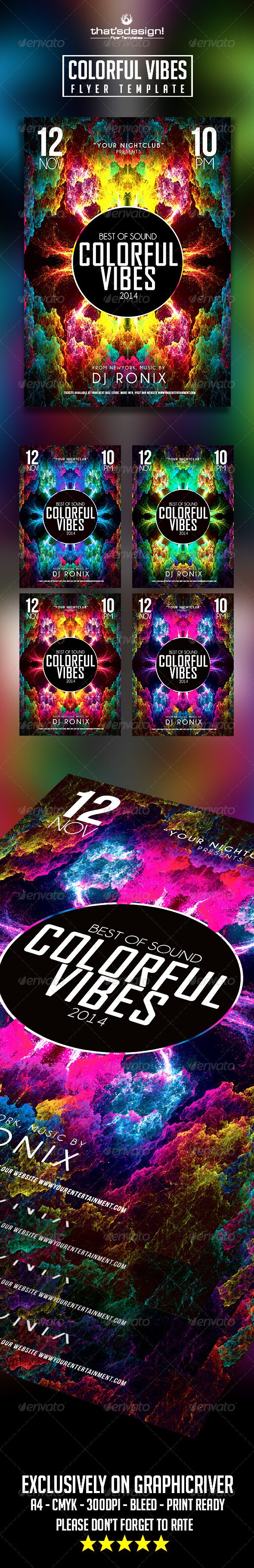 Colorful Vibes Flyer Template - Clubs & Parties Events