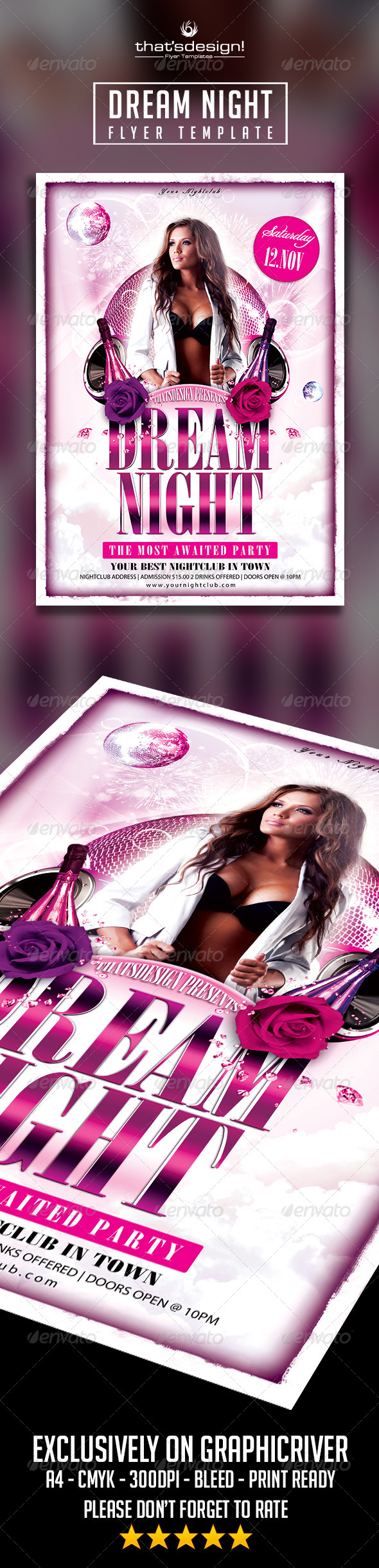 Dream Night Flyer Template - Clubs & Parties Events