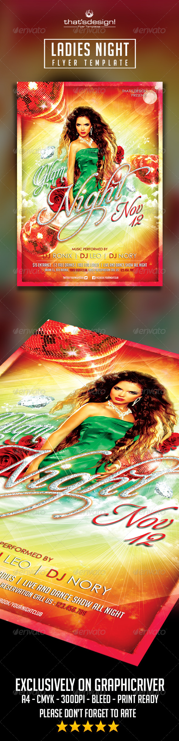 Glam Night Flyer Template - Print Templates
