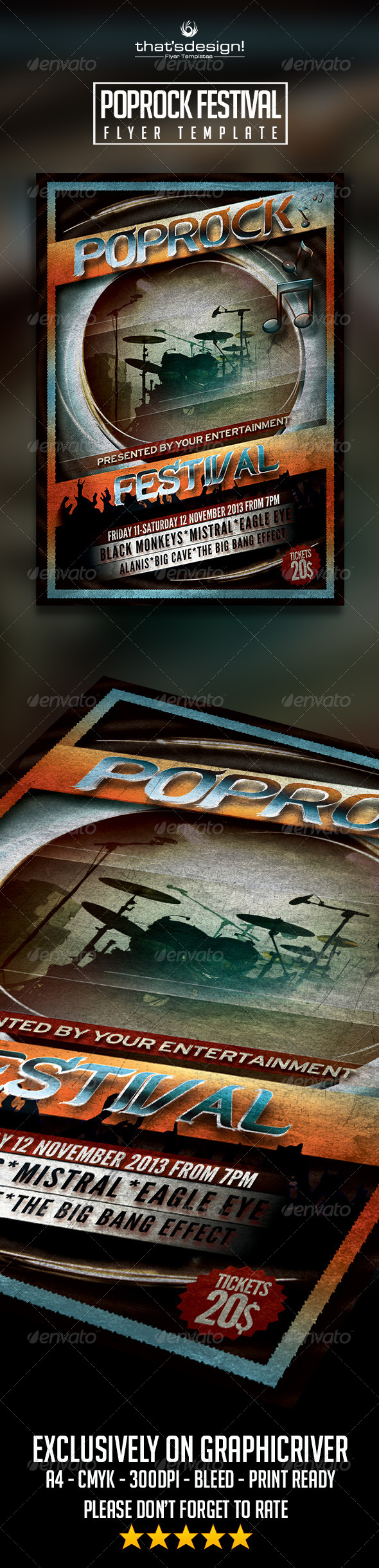 Pop Rock Festival Flyer Template - Print Templates