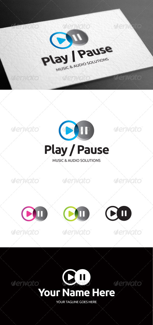 Play Pause Logo Template Play Pause Logo Template