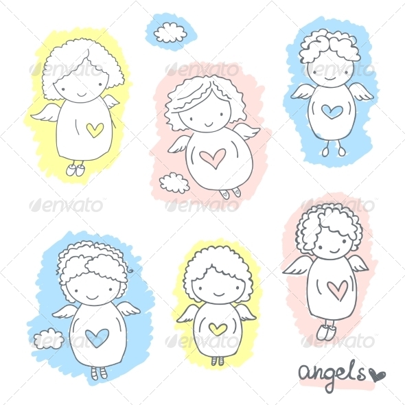 GraphicRiver Set of Sketch Angels 8100945 GraphicRiver Set of Sketch Angels 8100945
