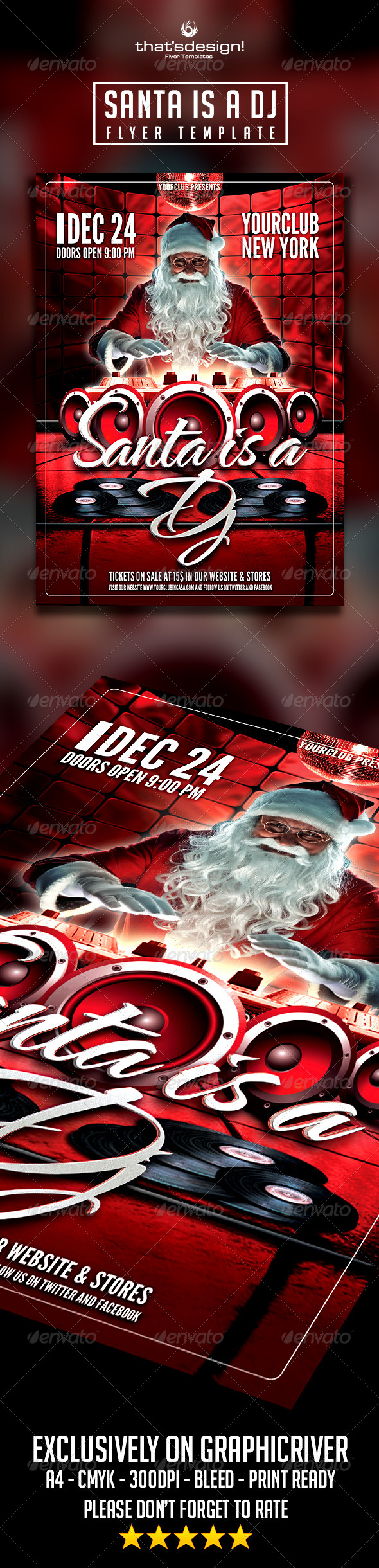 Santa is a DJ Flyer Template - Clubs & Parties Events