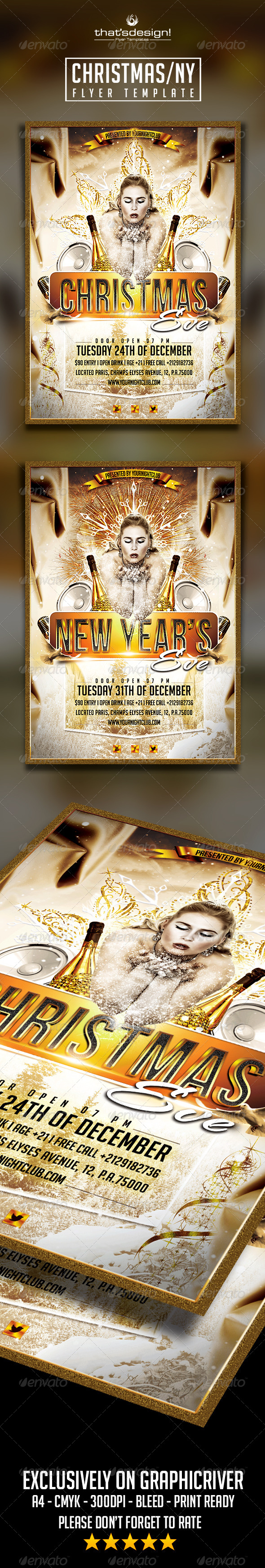 New Year's / Christmas Eve Flyers - Holidays Events