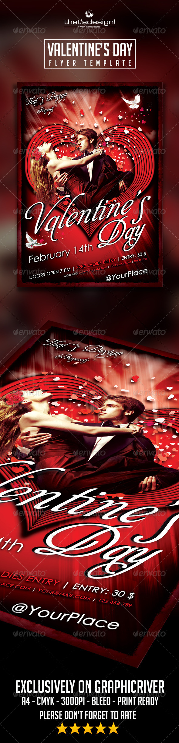 Valentine's Day Flyer Template - Clubs & Parties Events