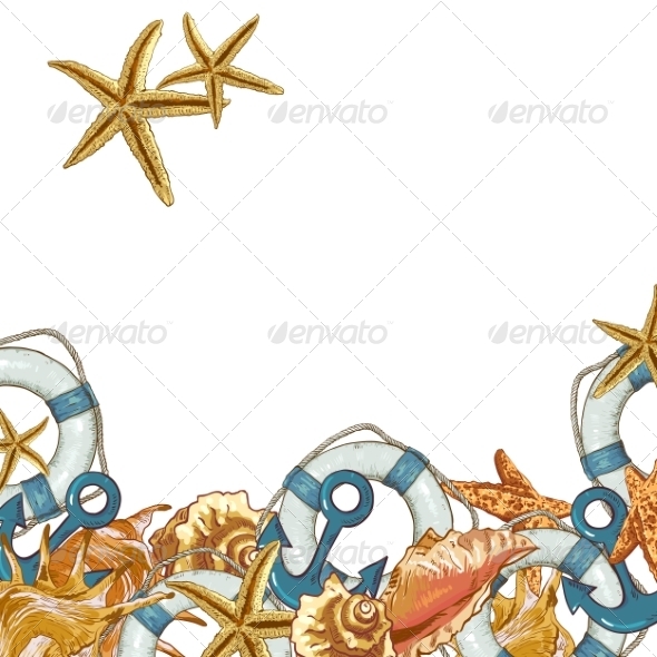 GraphicRiver Summer Card with Sea Shells Anchor Lifeline 8101668 GraphicRiver Summer Card with Sea Shells Anchor Lifeline 8101668