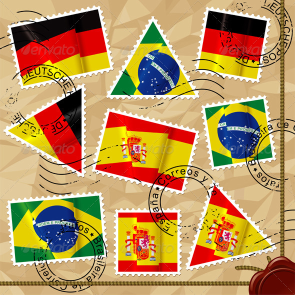 Postage Stamps with Flags