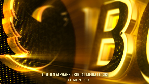 Alphabet 3D Gold-Abc & Social Media Icons Alphabet 3D Gold-Abc & Social Media Icons