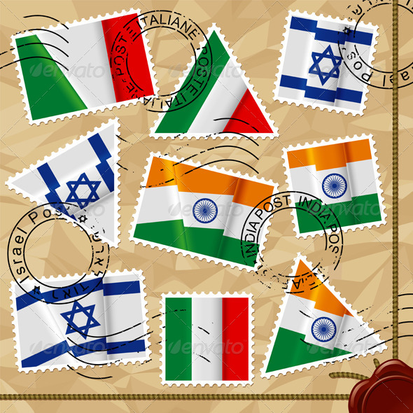 Postage Stamps with Flags