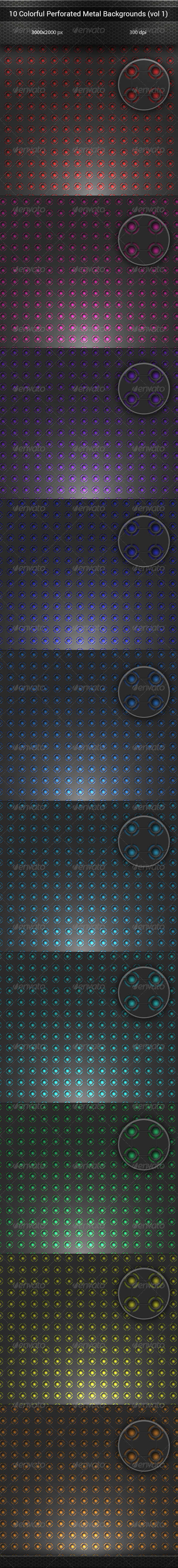 GraphicRiver Colorful Peforated Metal Backgrounds vol 1 8103292 GraphicRiver Colorful Peforated Metal Backgrounds vol 1 8103292