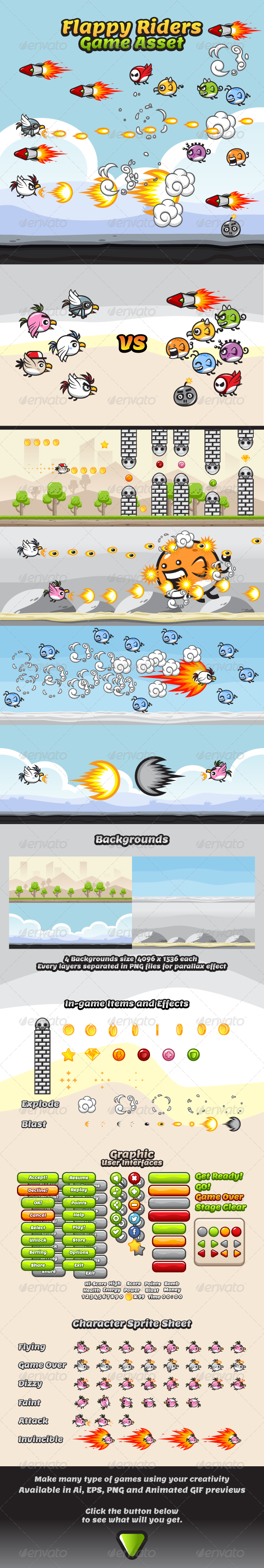 GraphicRiver Game Asset Flappy Rider Sprite Sheets 8105070 GraphicRiver Game Asset Flappy Rider Sprite Sheets 8105070