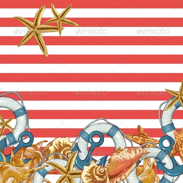 GraphicRiver Summer Card with Sea Shells Anchor Lifeline 8109376 GraphicRiver Summer Card with Sea Shells Anchor Lifeline 8109376