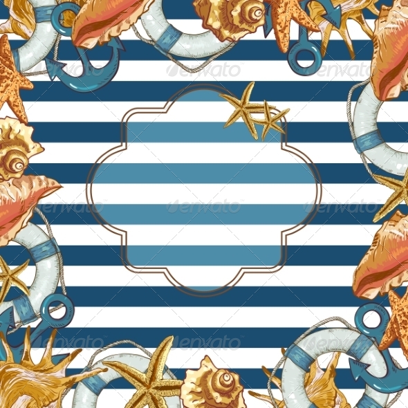 GraphicRiver Summer Card with Sea Shells Anchor Lifeline 8109418 GraphicRiver Summer Card with Sea Shells Anchor Lifeline 8109418