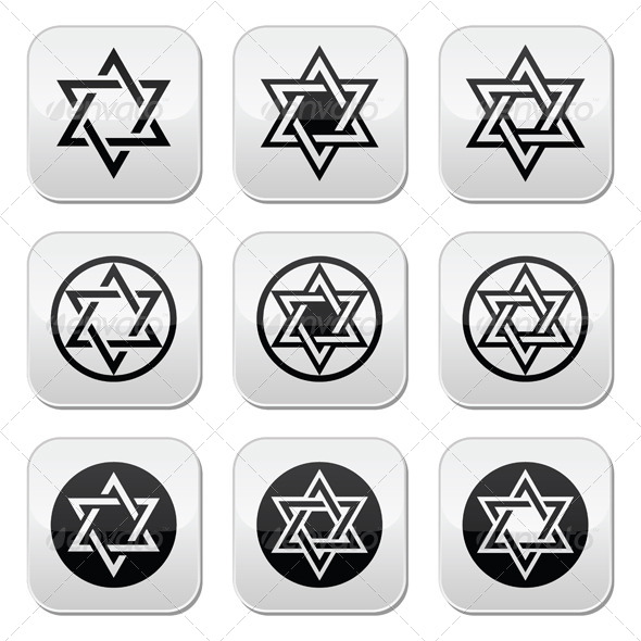 Jewish Star of David Icons Set Jewish Star of David Icons Set