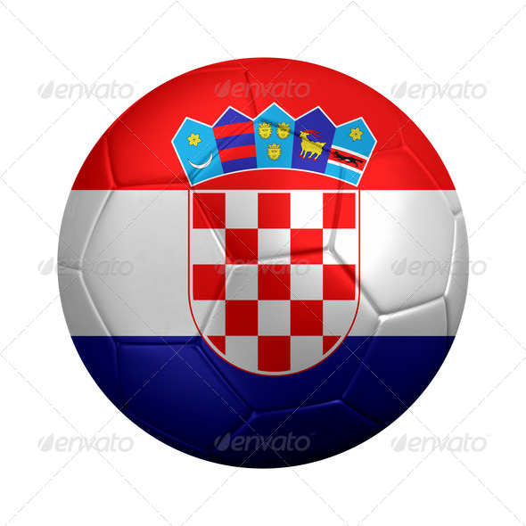 3D rendering of Croatia's flag on soccer ball. (Misc) Photo Download