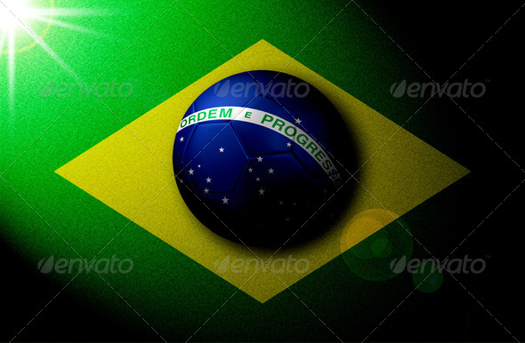 3D rendering of Brazilian flag colors marked on grass (Misc) Photo Download