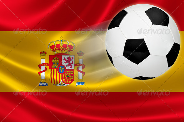 Ball leaps out of the flag of Spain (Misc) Photo Download