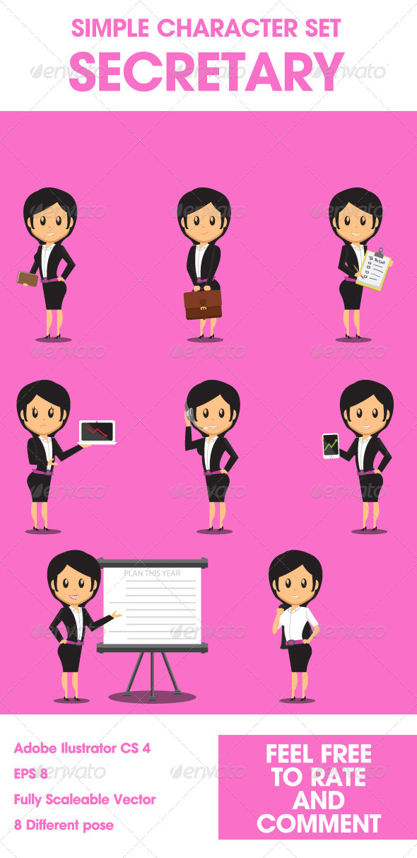 GraphicRiver Secretary Character Set 8103741 GraphicRiver Secretary Character Set 8103741