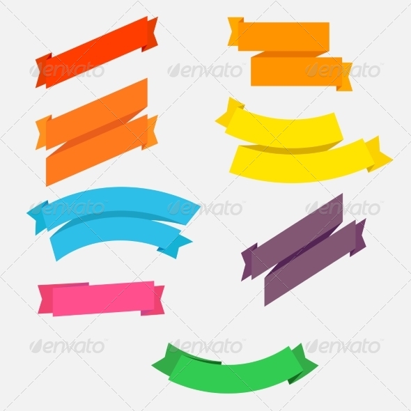 GraphicRiver Bright Colorful Flat Ribbons Set 8112395 GraphicRiver Bright Colorful Flat Ribbons Set 8112395