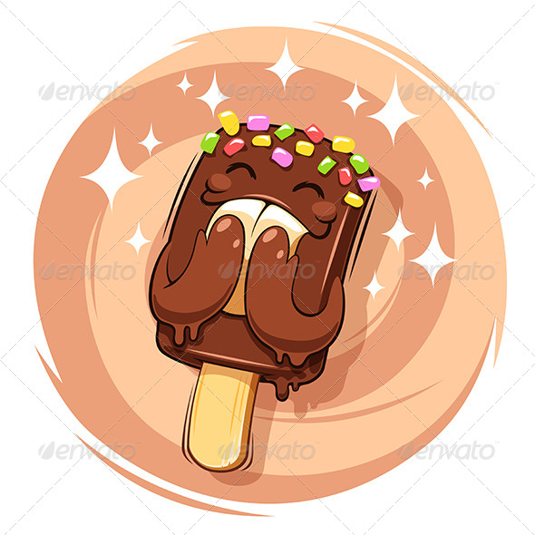 Happy Cartoon Chocolate Ice Cream