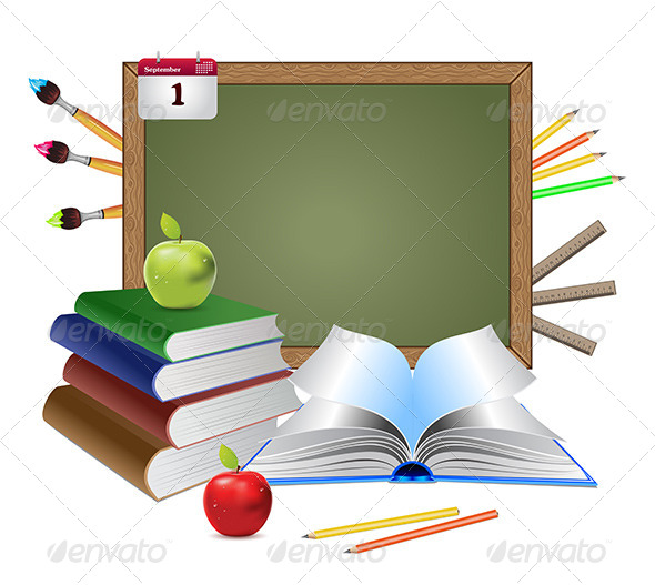 GraphicRiver Blank Chalkboard and Books 8116725 GraphicRiver Blank Chalkboard and Books 8116725