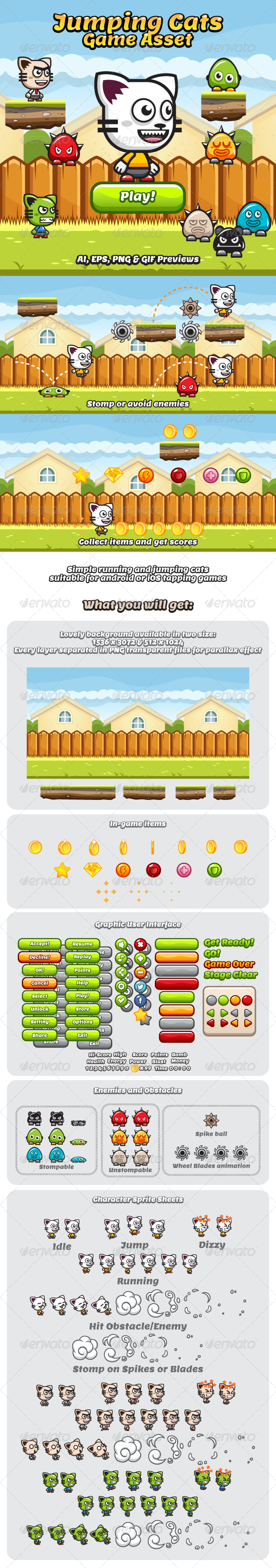 GraphicRiver Game Asset Running and Jumping Cat Sprite Sheets 8116763 GraphicRiver Game Asset Running and Jumping Cat Sprite Sheets 8116763