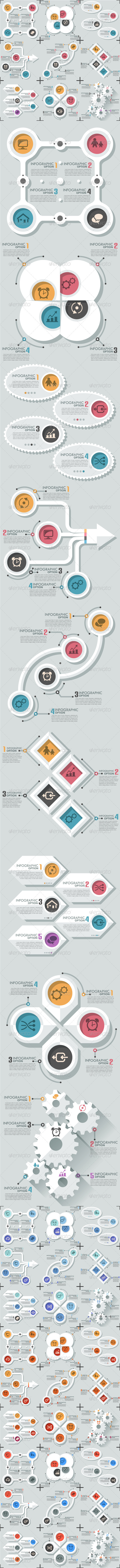 Set Of 9 Flat Infographic Options Templates Set Of 9 Flat Infographic Options Templates
