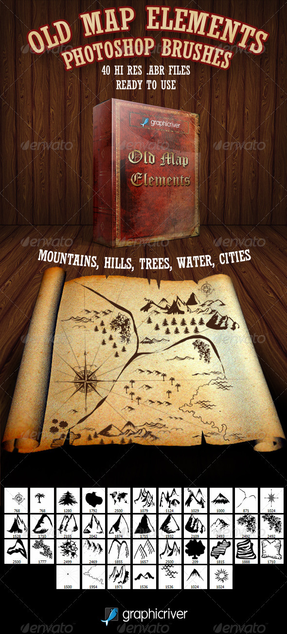 Old Map Elements Brushes - Miscellaneous Brushes