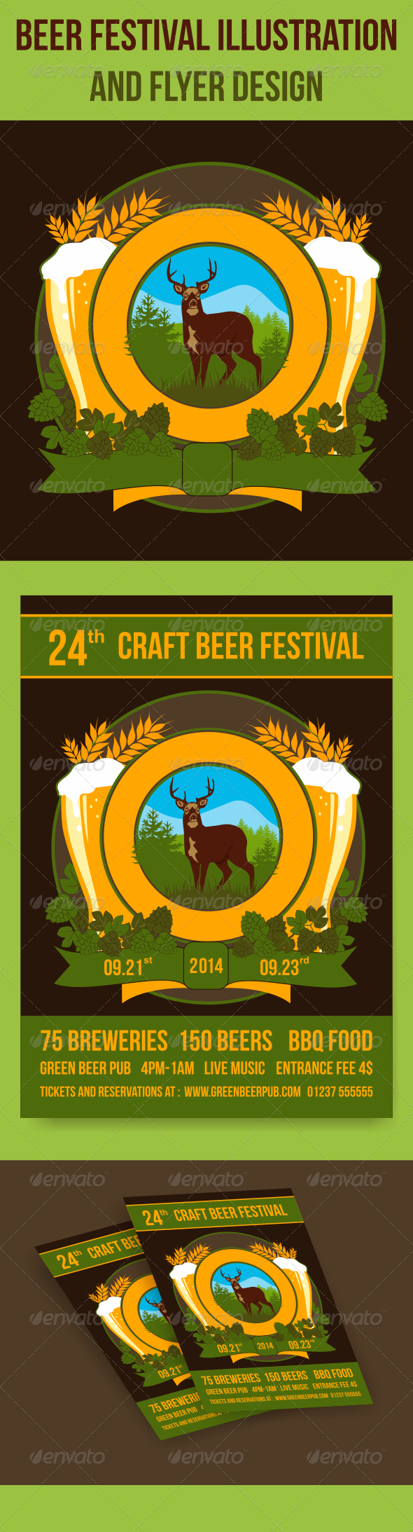Beer Festival Illustration and Flyer Design Beer Festival Illustration and Flyer Design