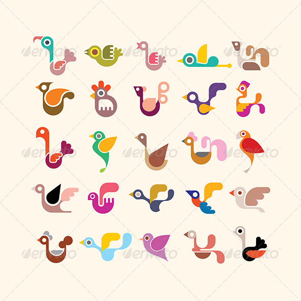 Bird Vector Icon Set (Animals)