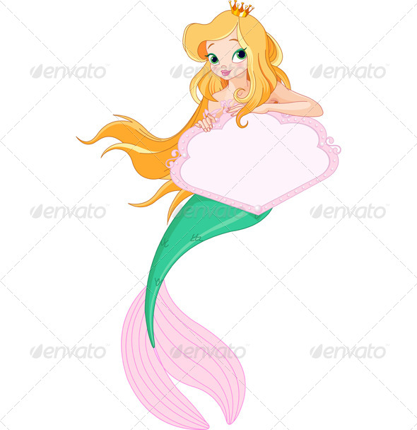 Mermaid Holding Sign